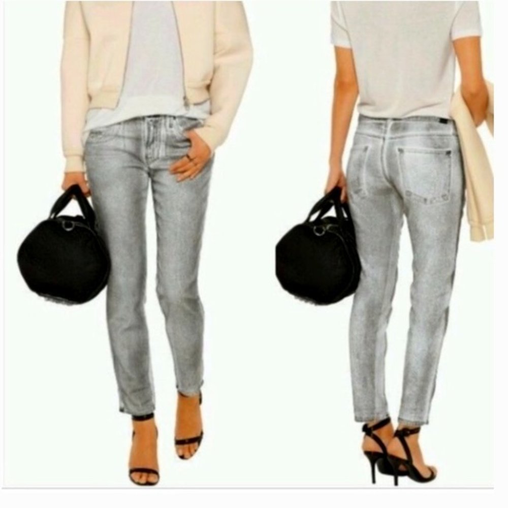 Vince Five Pocket Relaxed Rolled Grey Cotton Mid Rise Jeans size 27